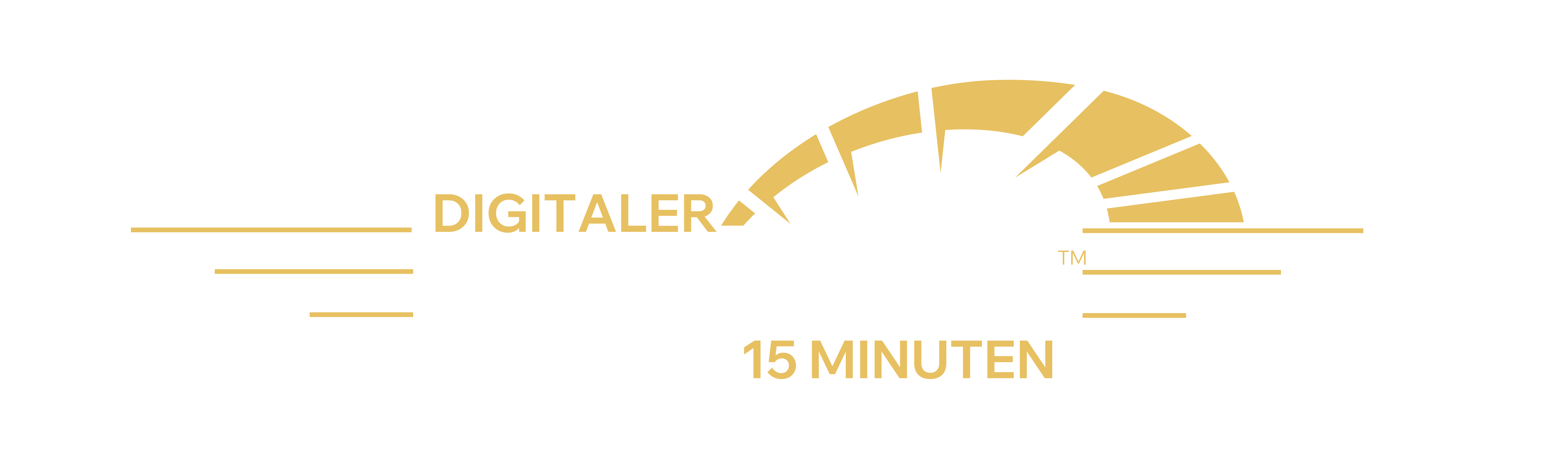 Logo Fokus Vertrieb: Goldene Schrift mit 4 goldenen Zahnrädern